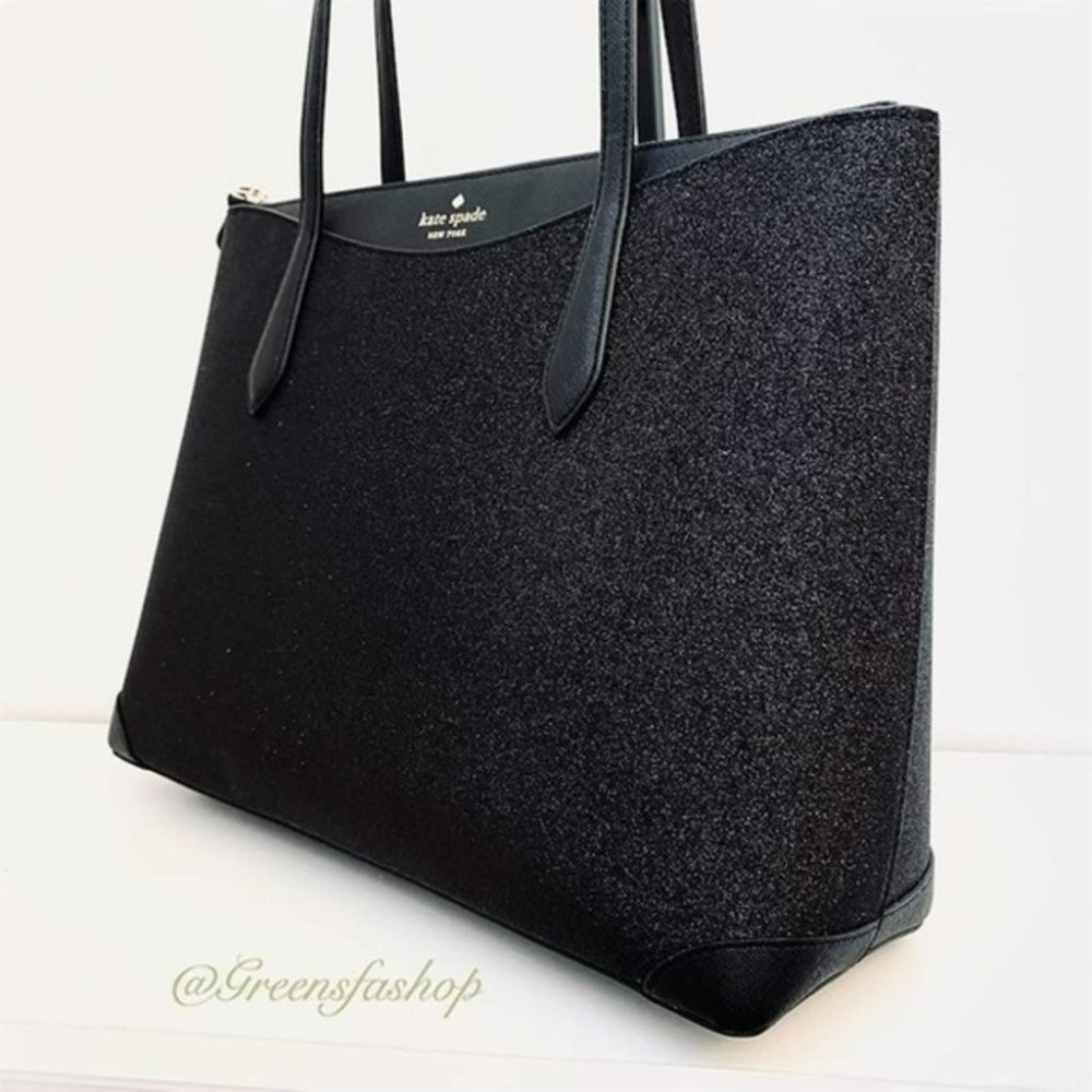 Kate spade shimmy glitter tote shoulder bag black new - Picture 3 of 11